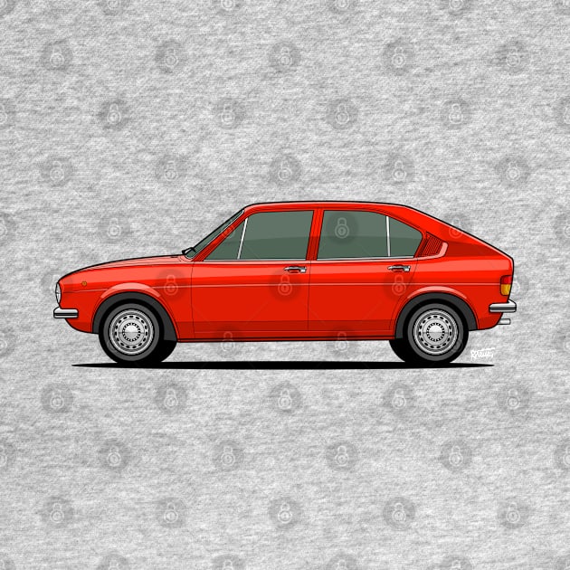 Alfasud side profile drawing - Red by RJW Autographics